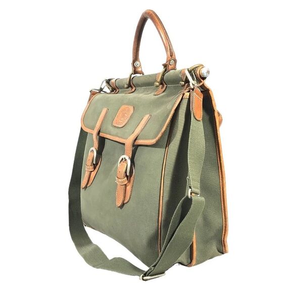 BURBERRYS Canvas Messenger Bag With Top Handle and Adjustable Leather Straps - Picture 4 of 11